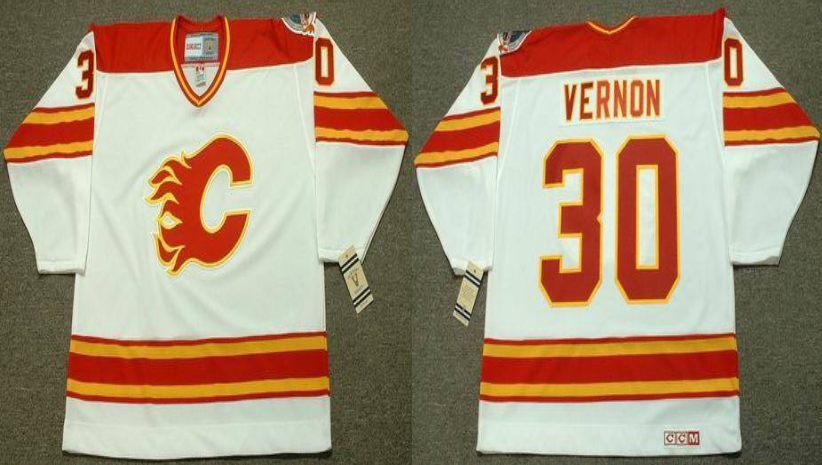 2019 Men Calgary Flames #30 Vernon white CCM NHL jerseys